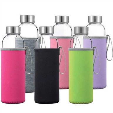 Staklene boce s jednom stijenkom s poklopcima od nehrđajućeg čelika i platnenim omotom