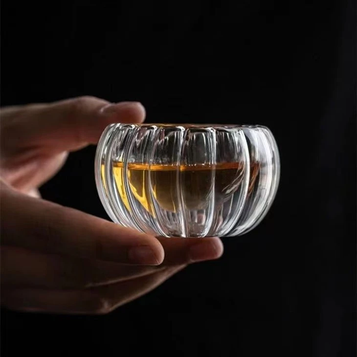 Striped Double Wall Glass Tumbler